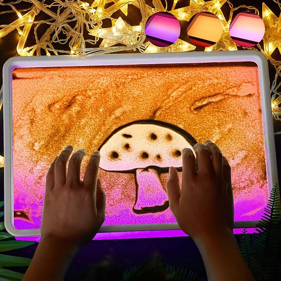16" Portable Sand Painting Light Box for Kids & Adults - Bright Light Table for Kids With 3 Color Modes & 10-Levels- Durable LED Sand Drawing Table for Autism Therapy, Classroom & Home Art (Purple)