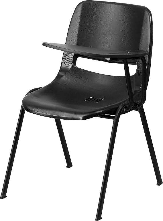 Flash Furniture Black Ergonomic Shell Chair with Left Handed Flip-Up Tablet Arm | Flip-Up Tablet Arm, Shell Seat