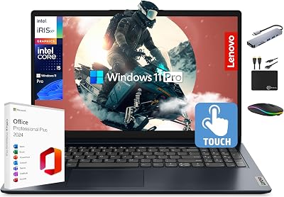 Lenovo IdeaPad Laptop Computer 2025, 15.6 FHD Touchscreen, 10-Core Intel i5, Intel Iris Xe Graphics, 40GB RAM, 1.5TB Storage 1TB SSD  500GB Ext, MarxsolAccessory, Win 11 Pro, Lifetime Office 2024