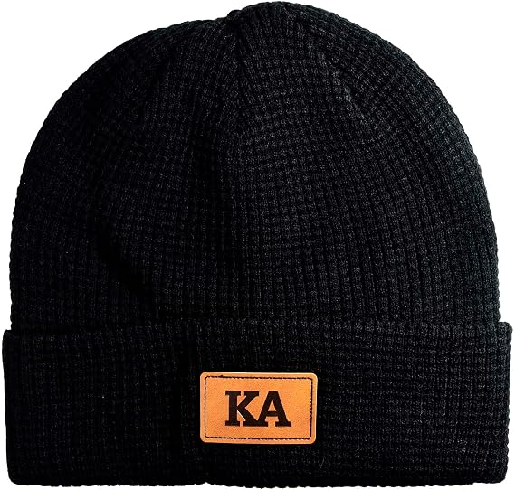 Kappa Alpha Hat - Fraternity Beanie Hat Black Winter Hat with Greek Letters Patch, Kappa Alpha Order Gifts for Men