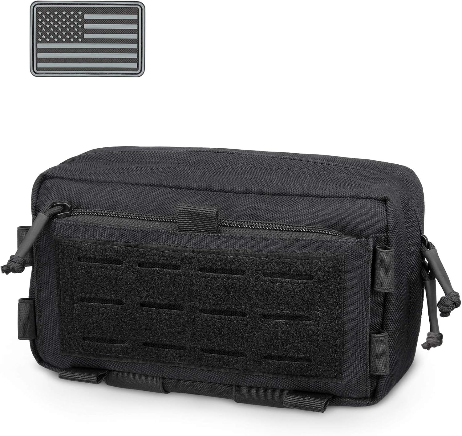 WYNEX Tactical MOLLE EDC Horizontal Pouch of Multi-Function Design, Molle Tool Pouch Compact Utility Bag Multipurpose Molle Attachment Fanny Pack Organizer, Shoulder Strap and Flag Patch are Included