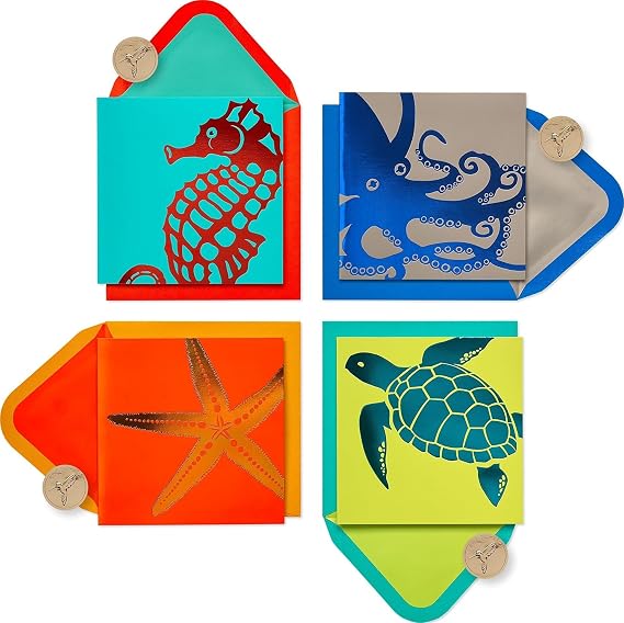Papyrus Blank Cards with Envelopes, Sea Life (20-Count)