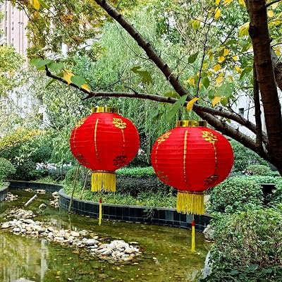 KYMY Asian New Year Red Lanterns, 2pcs Spring Festival Decorative Lanterns - 1230cm