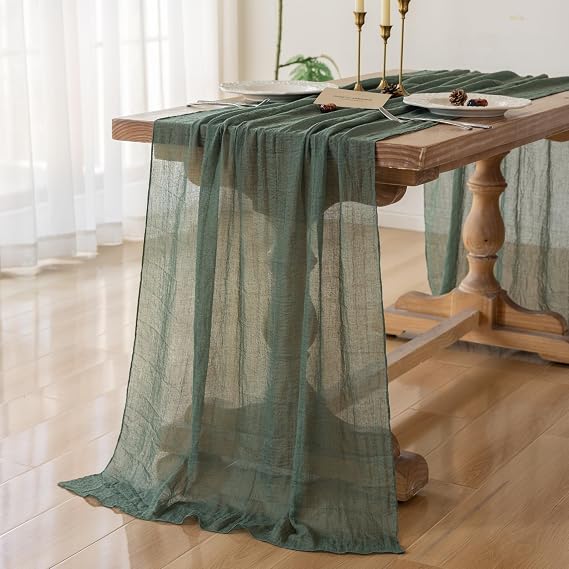 Forest Green Cheesecloth Table Runner 120 in Fall Party Home Decorations