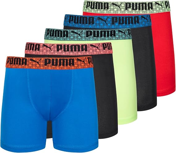 PUMA Boys' 5 Pack Performance Boxer Briefs