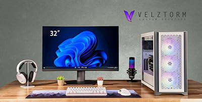 Velztorm White Armix Custom Built Gaming Desktop PC AMD Ryzen 9 7900X, GeForce RTX 5070, 16GB DDR5, 1TB PCIe SSD  2TB HDD, RGB Fans, 240mm AIO, 1000W PSU, WiFi 6E, Bluetooth 5.2, Win 11 Pro