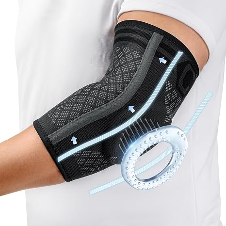 CAMBIVO Elbow Support for Men&Women 2 Pack, Upgraded Tennis Elbow Support Arm Sleeves with Gel Pad and Dual Stabilizers, Elbow Brace for Tennis/Golfer's Elbow, Weightlifting, Tendonitis…