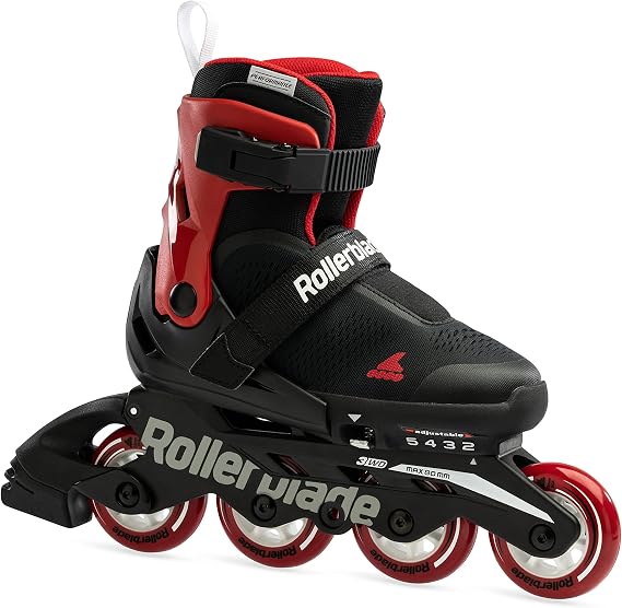 Rollerblade Microblade Free 3WD Kid's Size Adjustable Inline Skate, Black and Red, High Performance Inline Skates
