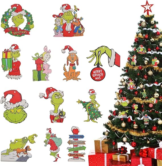 Wooden Hanging Ornaments - 24 Pcs Christmas Tree Decorations for Indoors Craft Home Decor Party Supplies