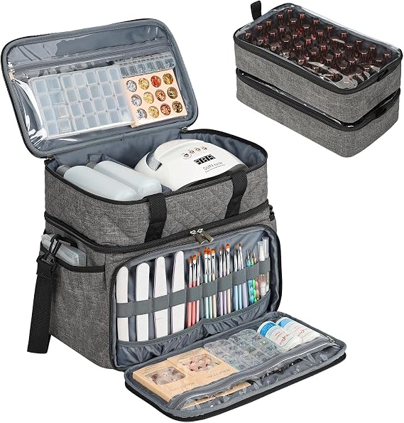HOMEST Double Layer Nail Polish Storage Organizer for 80 Bottles and a Lamp
