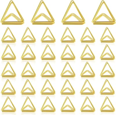 Eersida 60 Pieces Table Number Holder Place Samll Triangle Shape Name Numbers Table Photo Picture Holder Stand Clip for Wedding Baby Shower Party, Suitable for Small CardGold