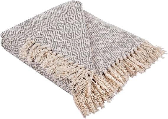 DII Diamond Throw Collection Cotton Woven, 50x60, Gray