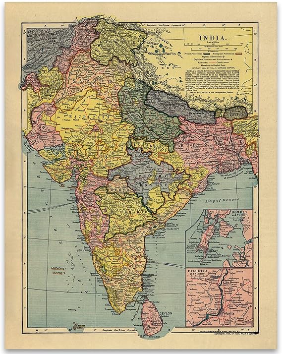 1903 India Map - 11x14 Unframed Art Print - Great Wall Decor in This Highly Detailed Restored Reproduction