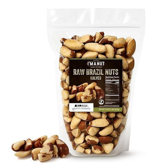 Raw Broken Brazil Nuts, 1 lb (16oz) Premium Wild Harvested, High Selenium, Batch Tested Peanut & Gluten Free, Non-GMO, Kosher, Resealable Bag