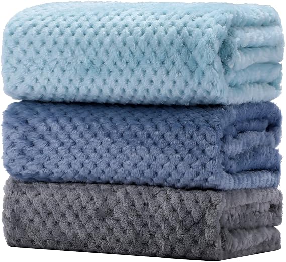 Newwiee 3 Pcs Baby Blankets Fleece Ultra Soft,Bright Color