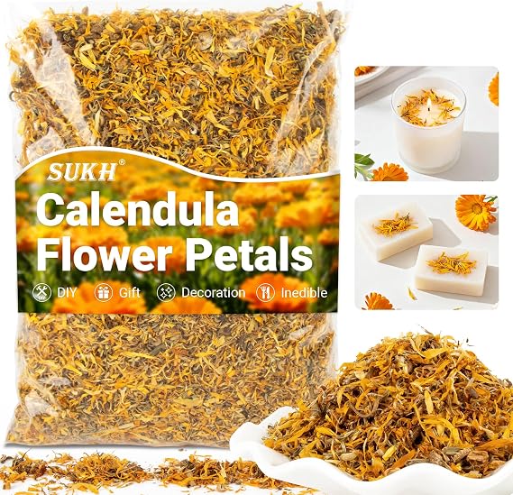 Sukh 3oz Dried Calendula Petals - Marigold Flowers for Soap Candle Making