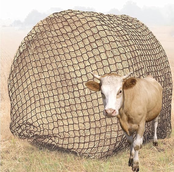 Slow Feeding Design Full Bale Hay Net 1.5 Inches Improves Digestion to Keep Horses Busy Round Bales Wrap Hay, Cornstalk, Alfalfa to Reduce Waste,M, Medium