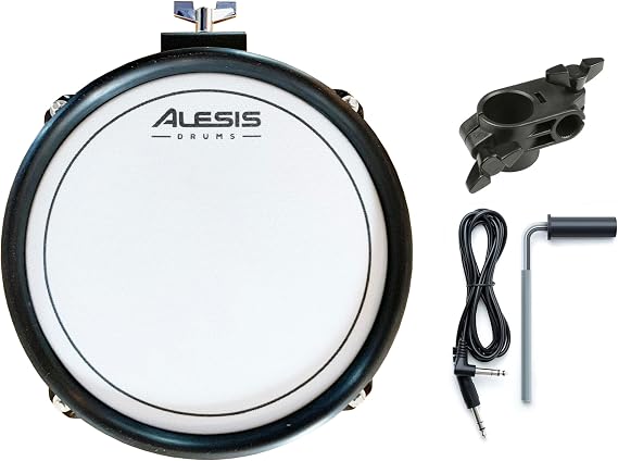 Alesis PRO 8 Inch Dual Zone Mesh Drum with Clamp and Silverline Audio 10ft Trigger Cable Bundle [Compatible with Roland/Yamaha/Simmons/Ion]