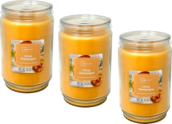 Mainstays 20oz Scented Candles 3-Pack (Citrus Champagne)