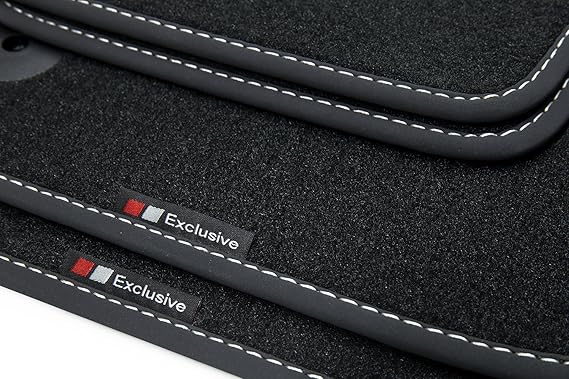 teileplus24 EF104 Floor Mats Rubber Mats Exclusive-line Design Compatible with Audi A4 8E B6 B7 Avant 2001-2008 Seam: Silver