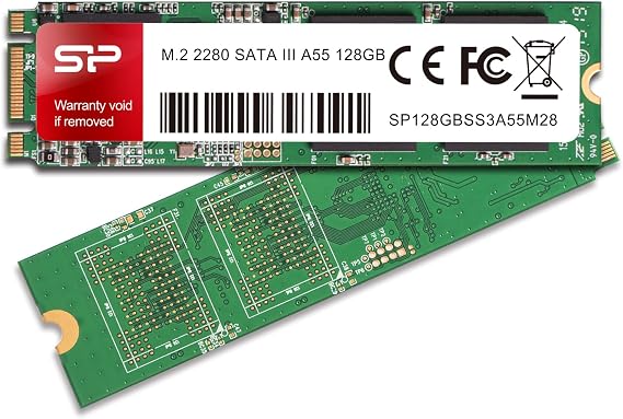Silicon Power 128GB A55 M.2 SSD (SLC Cache For Speed Boost) SATA III Internal Solid State Drive 2280 (SU128GBSS3A55M28AB)