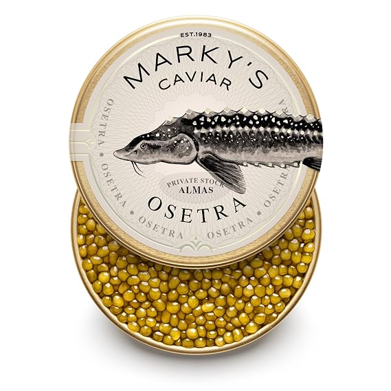 Premium Almas Osetra Sturgeon Caviar 1.75 OZ / 50 G - Malossol Almas Ossetra Roe  OVERNIGHT