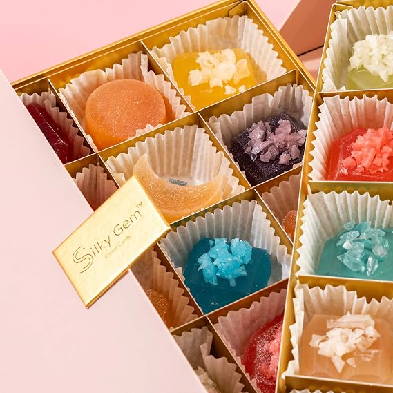 Silky Gem Gems Me Up Crystal Candy Collection: 30-Piece Multi-Flavor Assortment Handcrafted Edible Jewelry & ASMR Sweets Vegan, Gluten-Free Gourmet Gift