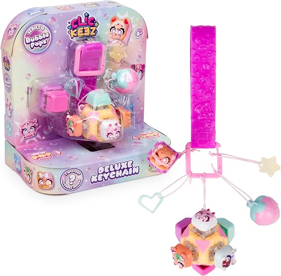 Clickeez Deluxe Keychain - Series 3 (Bubble Pops) | Includes 7 Clickable Keyboard Collectibles and Fidget Cube! | 70 Characters To Find, Cute Themes & Rare Surprises | Ages 6+