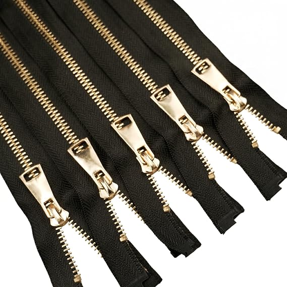 Wonesifee 5 Pcs Heavy Duty Metal Zipper#5 Black Separating Zipper