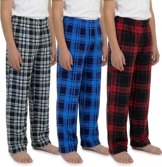 Mad Dog Concepts Boys Pajama Pants - Soft Micro Fleece PJ Bottoms for Kids Printed Plaid Design Boy's Sleepwear Size 620 3PK