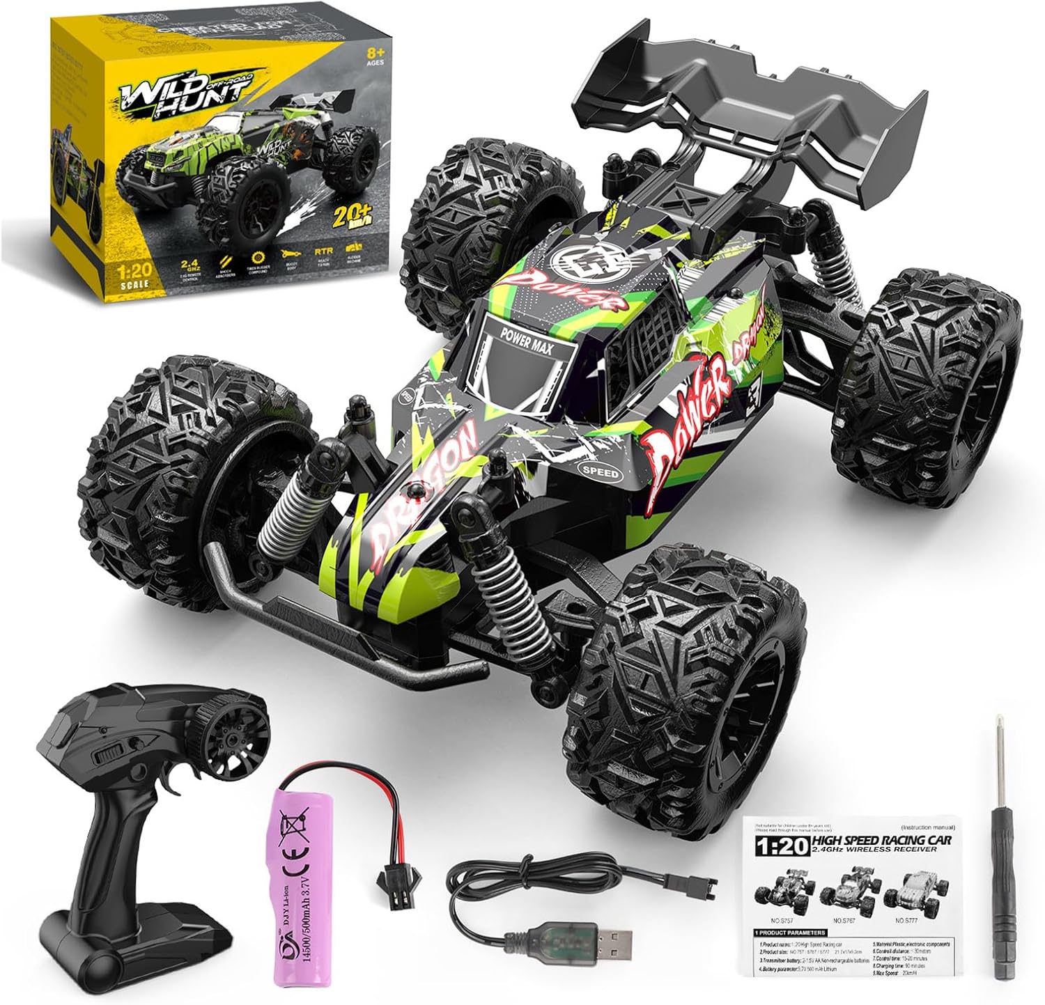 RC Car, Off-Road, 1:20 Scale, High Speed, 4wd, Electric RC Car, For Kids, Popular, RC Engine, Kids, 20 kmh, 2.4 ghz Remote Control Car, Electric Radio-Controlled, Mini, All Terrain Compatible,