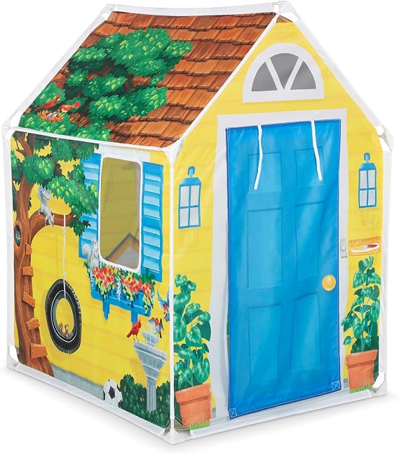 Melissa & Doug Cozy Cottage Fabric Play Tent, Indoor Playhouse for Kids | Nearly 4 Feet Tall Tent, Folds For Easy Storage, Sparks Imaginative Storytelling, Creative Play Gift For Kids Ages 3+