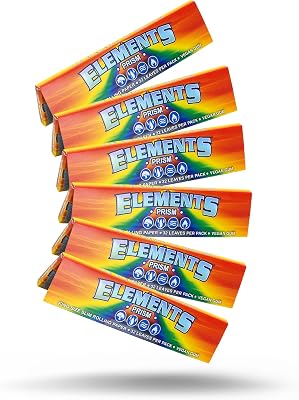 Elements Prism King Size Slim Rolling Papers – 6 Pack Bundle – Ultra Thin Rainbow Edition Papers for Smooth Slow Burn Sessions – 32 Leaves