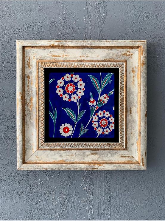 Oscar Stone Decor Çerçeveli Taş Duvar Dekoru 20 X 20 Cm Iznik Çini Desenli Cdd1-40-199