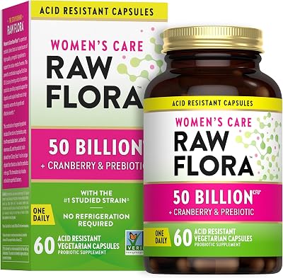 Natures Truth Raw Flora Probiotics for Women | 50 Billion CFU | 60 Capsules | with Cranberry & Prebiotic | Vegetarian & Gluten Free Vitamins