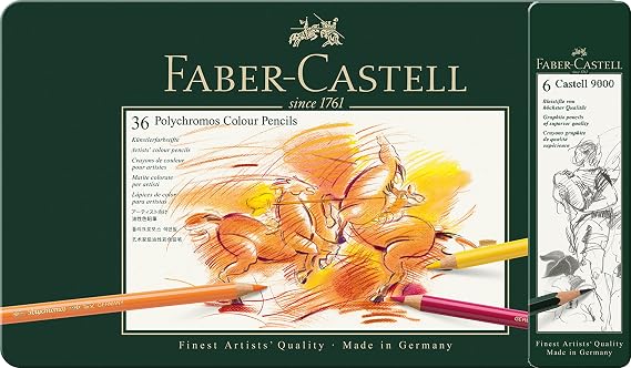 Faber Castel Polychromos Renkli Kalemler, 36 Renk Seti, Kutular Dahil, Castel 9000 Kalem, 6 Sertlik Tasarım Kutu, 110036-ASET