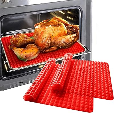 Silicone Baking Mat Sheets for Oven Mats Cooking Pan 16x11 6.7x6.7 2 Pack Non-Stickfor Oven Grilling BBQ 2 Pack Red 16x11