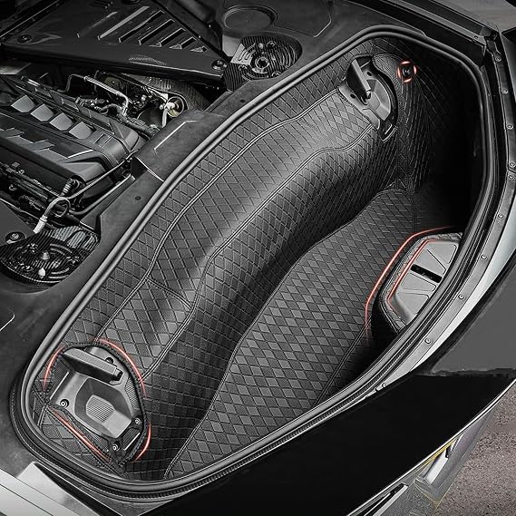 Rear Trunk Cargo Mat Liners Binding Carpeted Full Cover Mat,Integrated All Round Front Storage Compartment Cargo Mat Interiors Accessories for Corvette C8 Stingray Z51 2020-2025