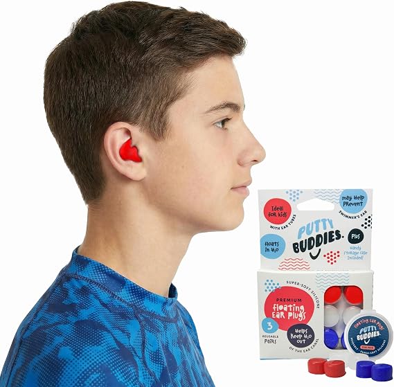 PUTTY BUDDIES Floating Ear Plugs 3 Pack - Soft Silicone Ear Plugs for Swimming & Bathing - Doctor Developed - Water Resistant - Premium Ear Plugs for Swimming - Doctor Recommended