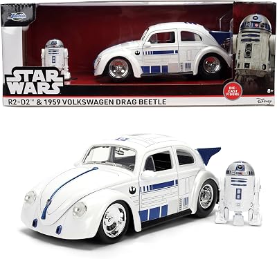 Jada Star Wars R2-D2 with 1959 Volkswagen Drag Beetle 1:24 Die-Cast Vehicle & 2.5-Inch Figure Toys