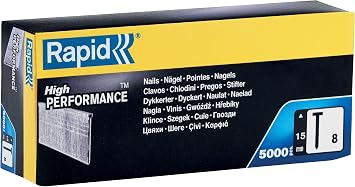 Rapid High Performance No.8 Galvanised Steel Brad Nails, Wire Length: 15 mm, 40100532-5000 Pieces