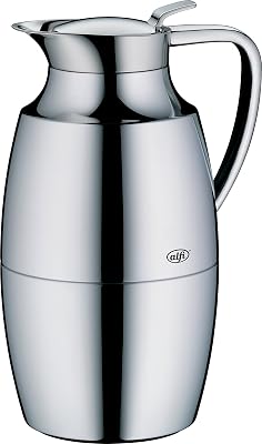 Alfi Pallas 1.0 L Glass Vacuum Chrome Plated Brass Thermal Dispenser Carafe, Metallic