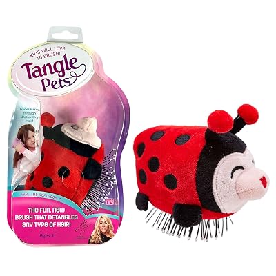 Tangle Pets LIZZY THE LADYBUG - The Detangling Brush in a Plush, Great for Any Hair Type, Removable Plush, As Seen on Shark Tank