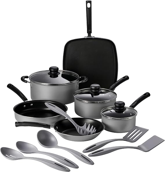 Tramontina Primaware 15-Piece Non Stick Pots and Pans Set, Silver