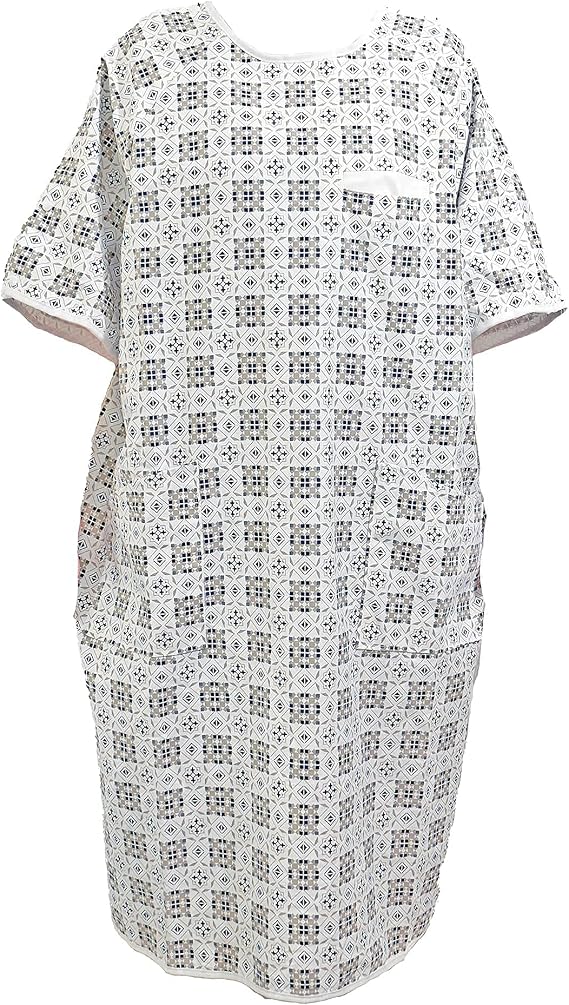 Hospital Gown, Heart Chest Pocket for Women and Men, Medical Patient Gowns, Birthing Maternity Labor, Fits to XXL