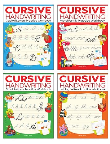 Cursive Handwriting - Small Letters, Capital Letters, Joining Letters and Word Family : Level 1 Practice Workbooks For Children (Set of 4 Books)