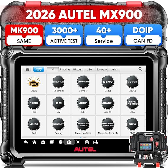 Autel MaxiCheck MX900 Scanner, 3000+ Active Test, 40+ Service, DoIP&CAN FD | 2026 US Ver. of MaxiCOM MK900 MK900BT, Up of MK808BT MK808S MX808S, Bidirectional Scan Tool, All-Sys Diagnose, FCA SGW, 11OS