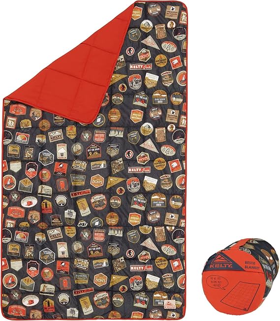 Kelty Bestie Blanket Indoor Outdoor Insulated Camping Throw + Picnic Ground Sheet, Designed in Colorado, Patches