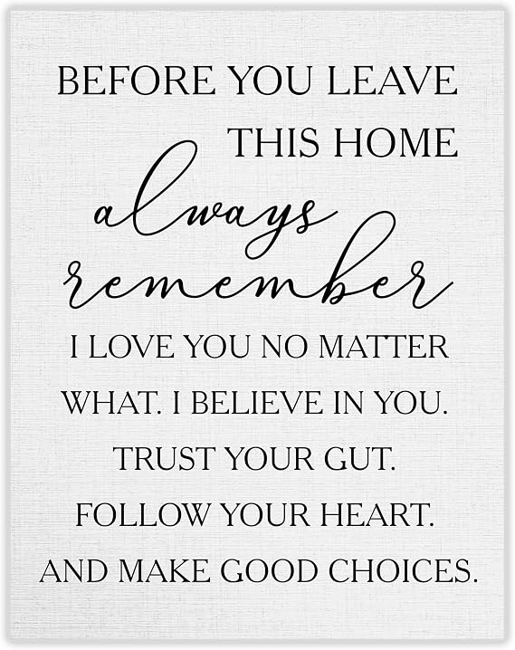 before you leave this home, always remember Grey Typographic Wall Art | 11x14 UNFRAMED Black and Grey Love Quote Print | Modern, Minimal Farmhouse Home Decor