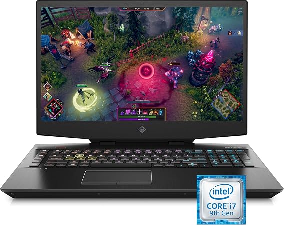 HP Omen 2019 17-Inch Gaming Laptop, Intel i7-9750H, NVIDIA GeForce RTX 2070 (8 GB), 16 GB RAM, 512 GB Solid-State Drive, VR Ready, Windows 10 Home (17-cb0080nr, Shadow Black)
